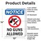 Signmission No Guns Allowed OSHA Notice Sign, Aluminum, 10in W x 14in L, 2PK OS-2PACK-NS-A-1014-V-14640 - alternate 3